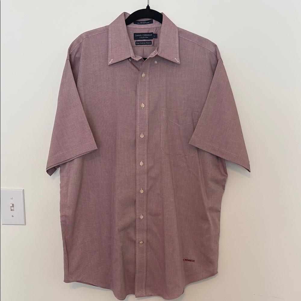 Daniel Cremieux Collection Mens Large Burgundy Short Sleeve Button Down Shirt